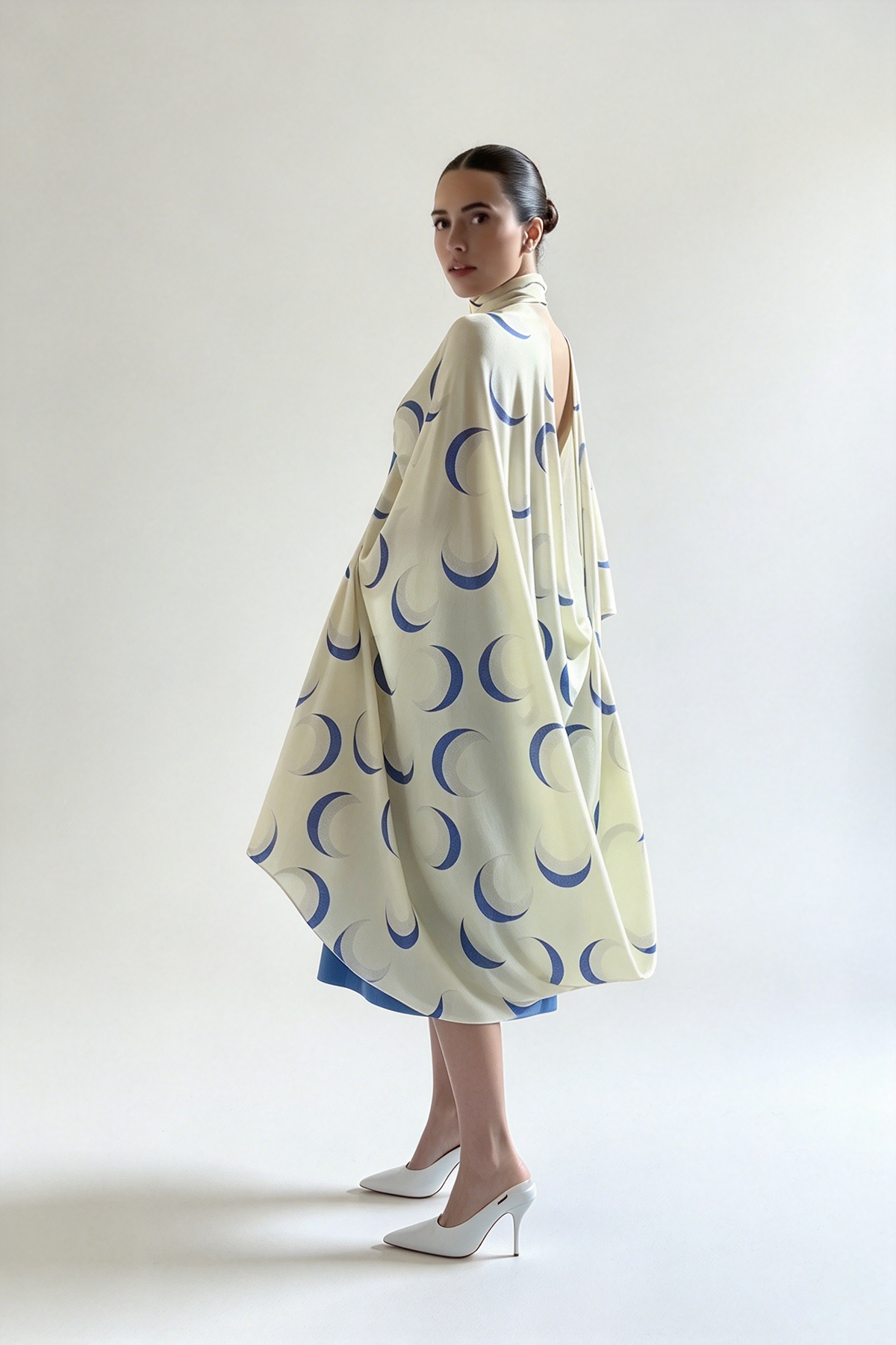 Moon Print Open-Back Cape Cover-Up
