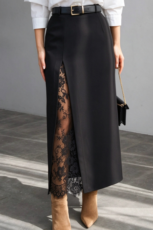 Midi-nederdel med leopardprint