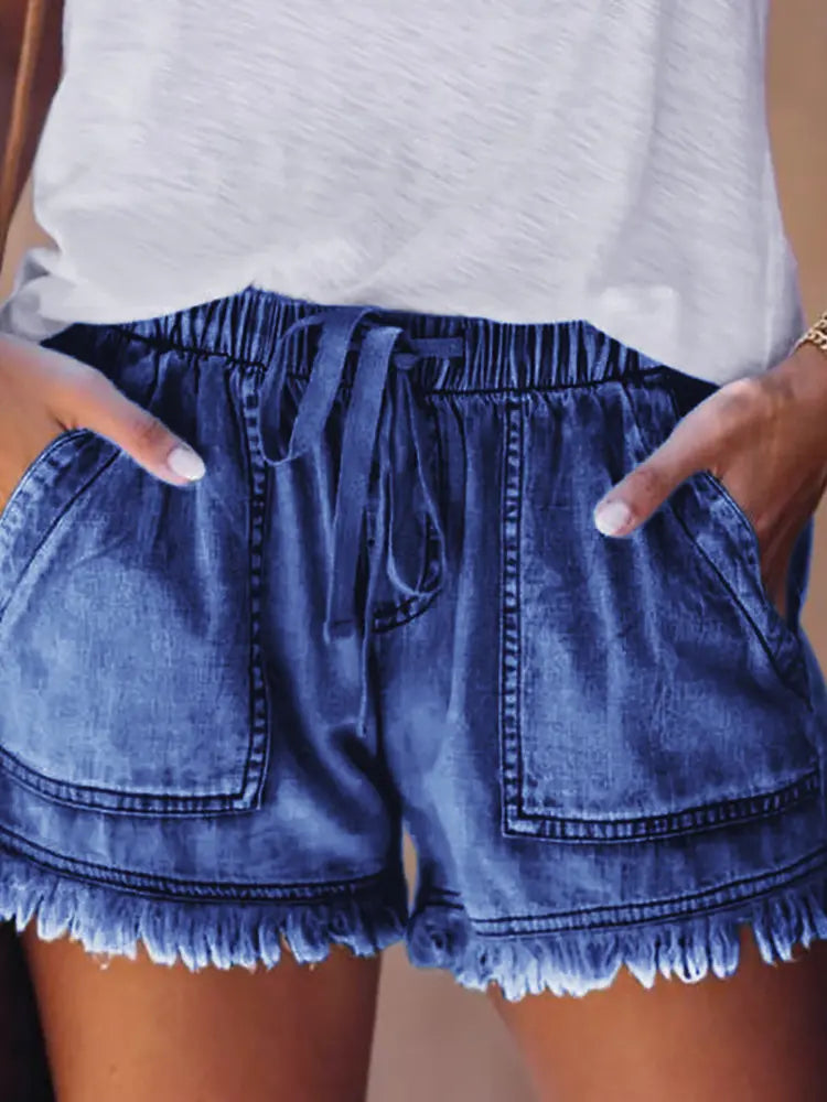 Elastisk talje afslappede denimshorts
