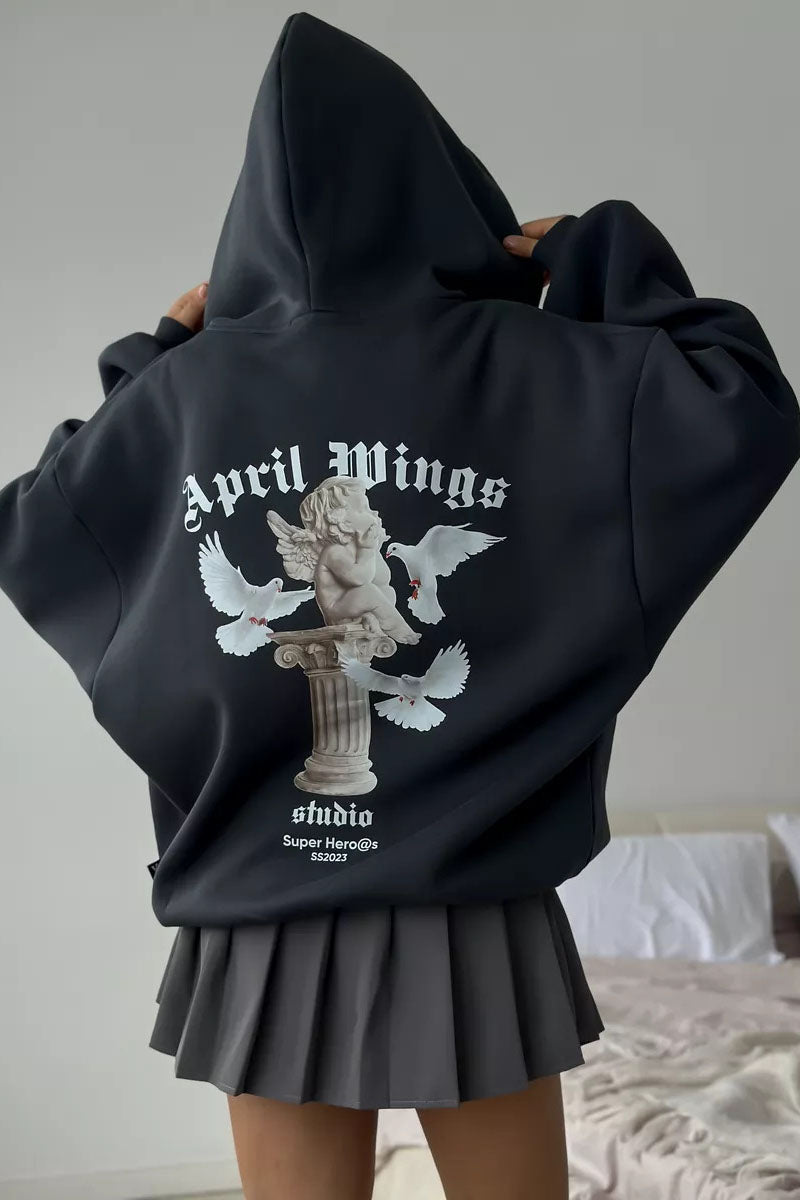 Angel Wings Print Hoodie