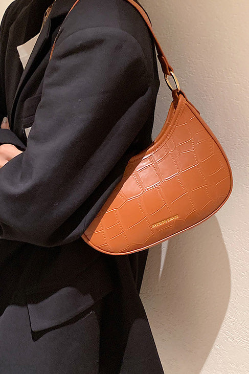 Black Croc Mini Hobo Bag