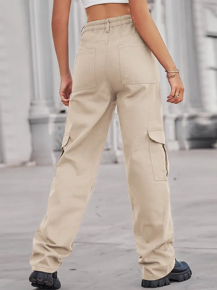 Utility denimbukser med elastisk talje