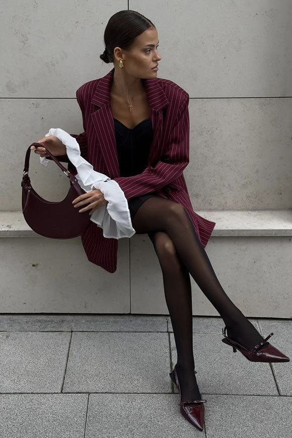 Oversized Striped Lace Blazer