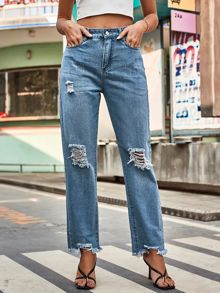 Trendy revnede denimbukser til kvinder