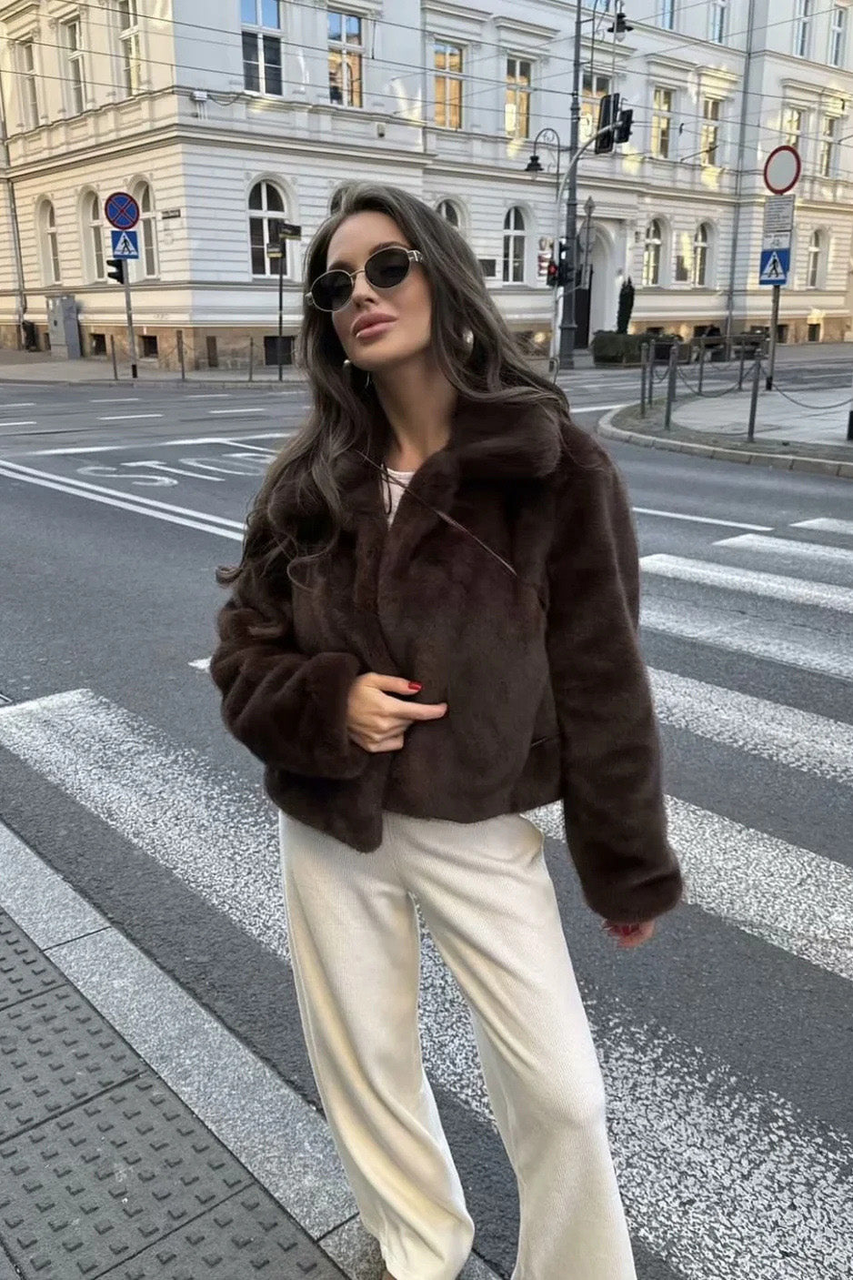 Cocoa Tone Plush Lapel Jacket