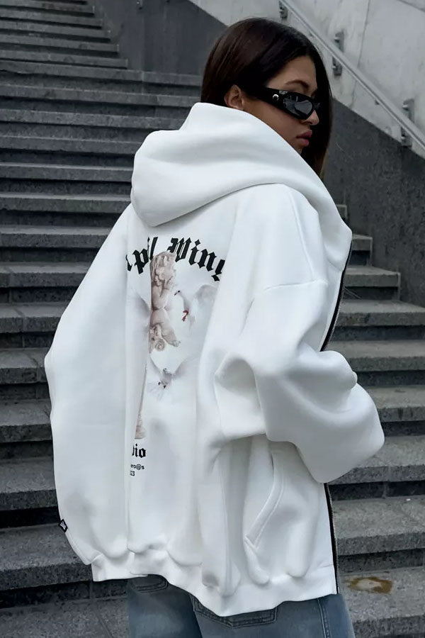 Angel Wings Print Hoodie