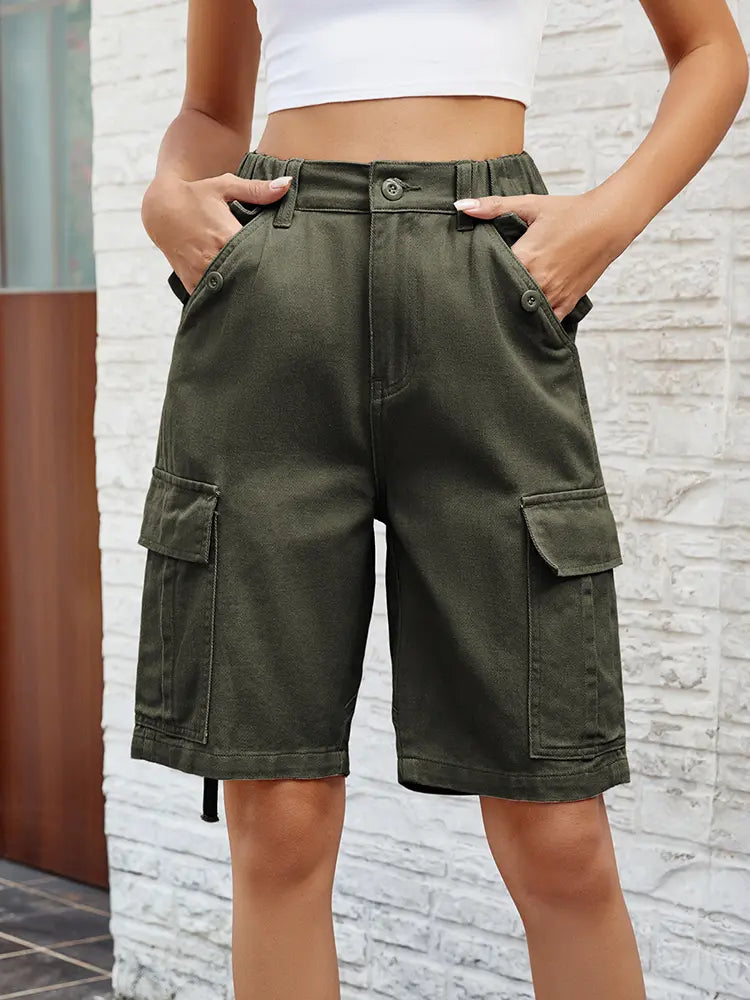 Shorts de mezclilla utilitarios lavados