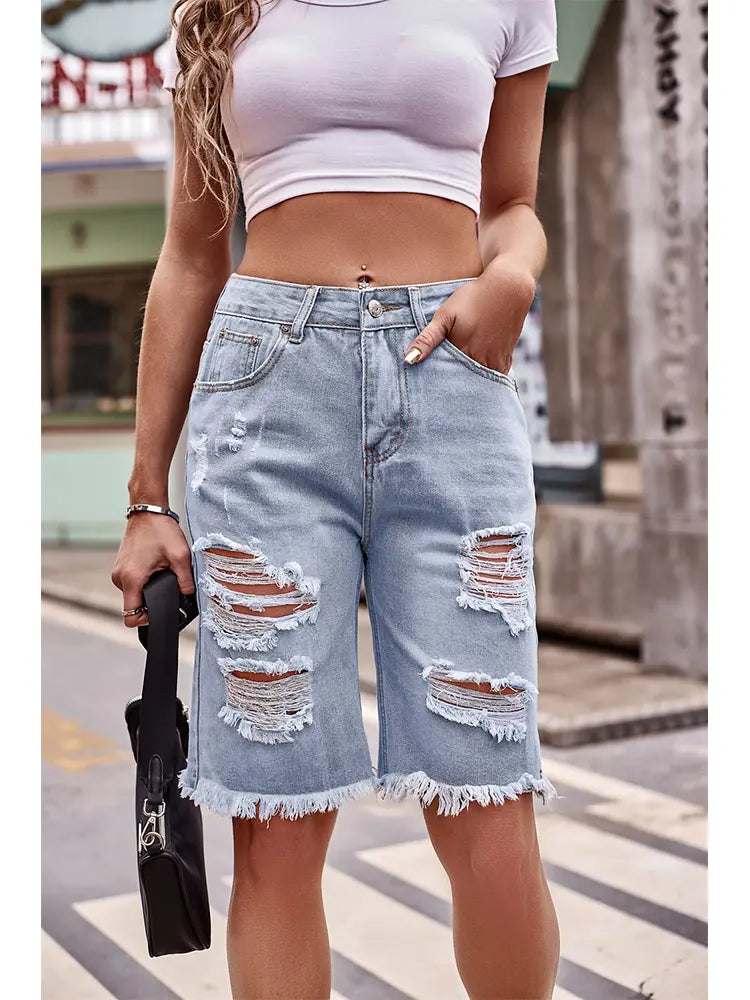 Slim-Fit gewäschten Denim 5-Inch Shorts am Used-Look