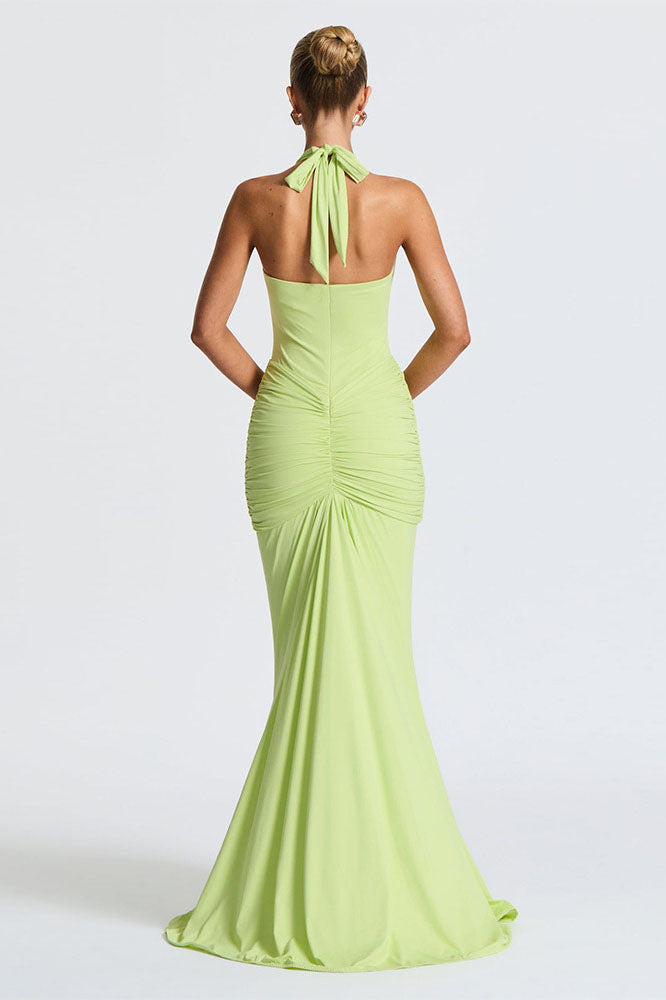 3D Flower Backless Satin Maxi Dress