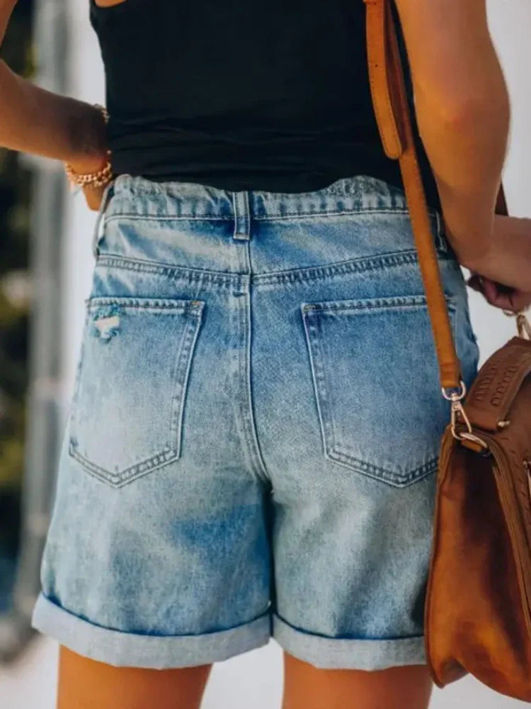 Nye stilfulde slidte denimshorts
