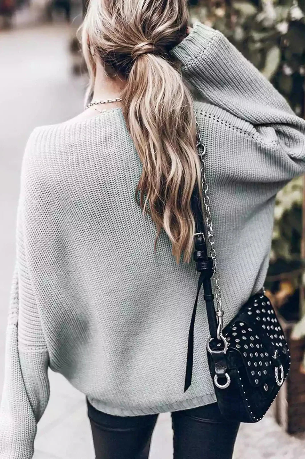 Oversized pletený svetr Batwing a nařasená minisukně