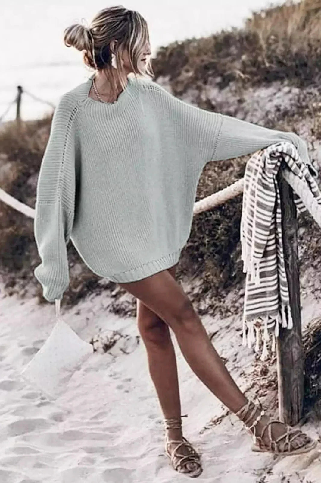 Oversized pletený svetr Batwing a nařasená minisukně