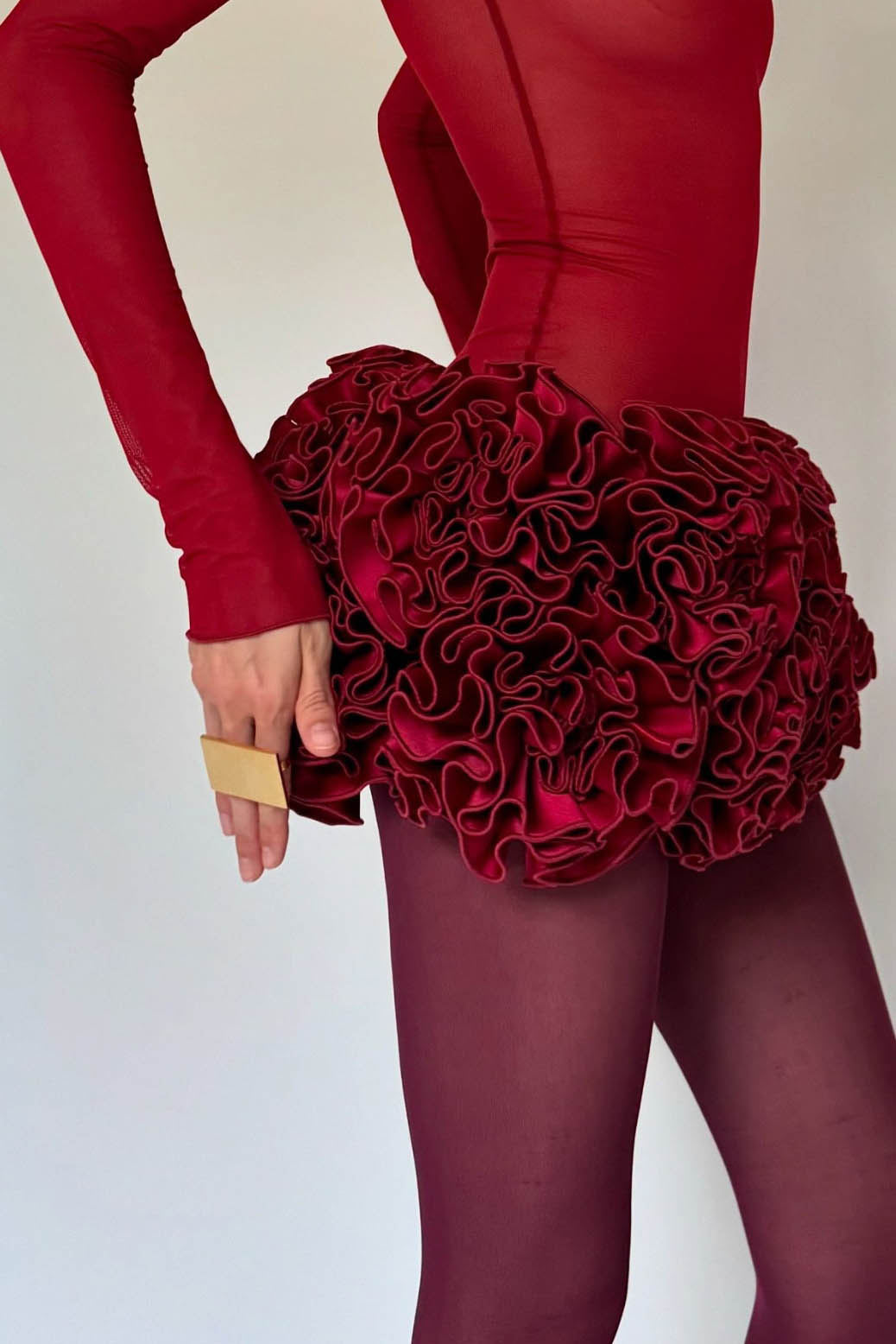 Röd 3D Flower Fåll Sexig Spets-Up Off-Soulder Mini Klänning