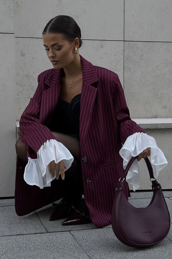 Oversized Striped Lace Blazer