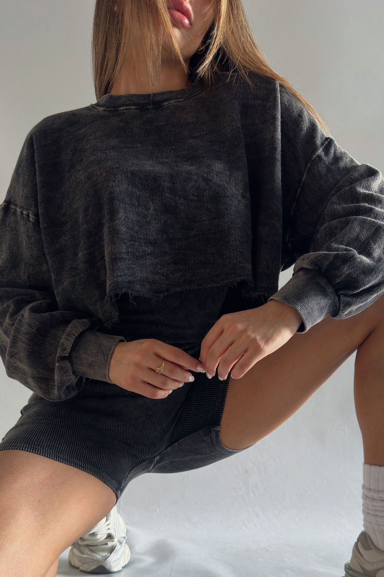 Fitted Jumpsuit + Vintage Washed Sweatshirt Set