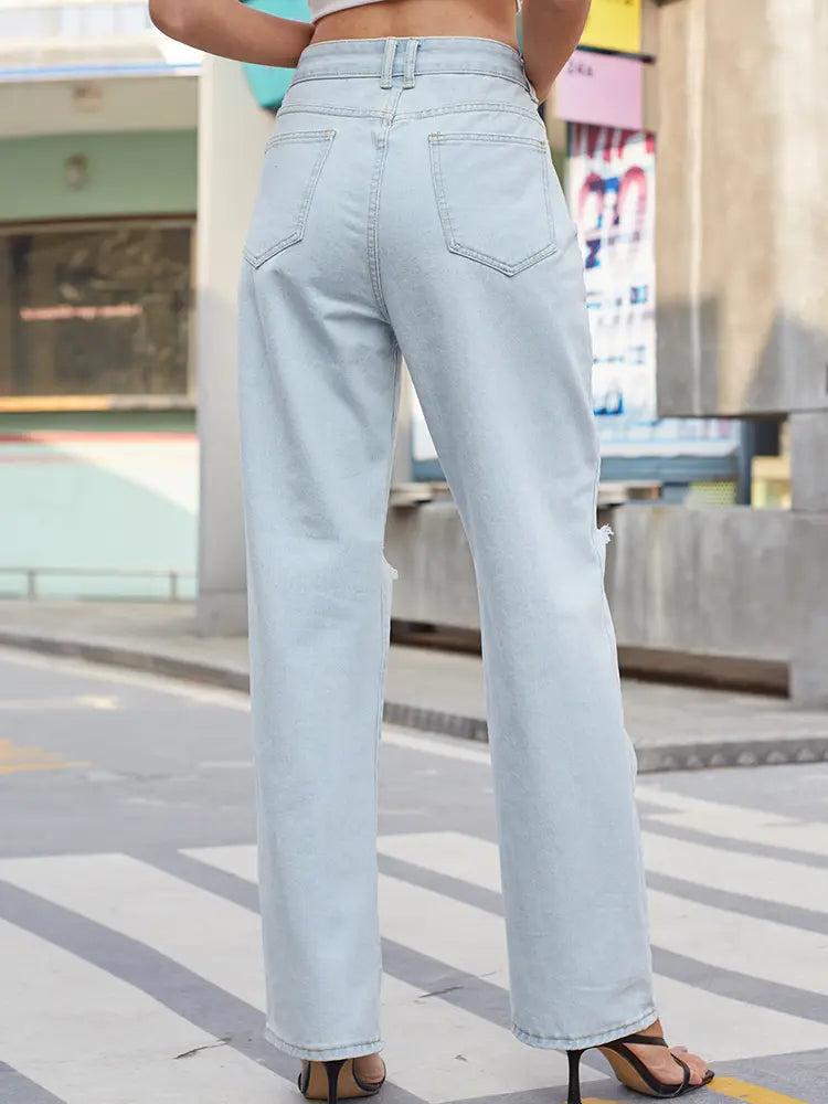 Pantaloni in denim vintage slavato effetto usurato