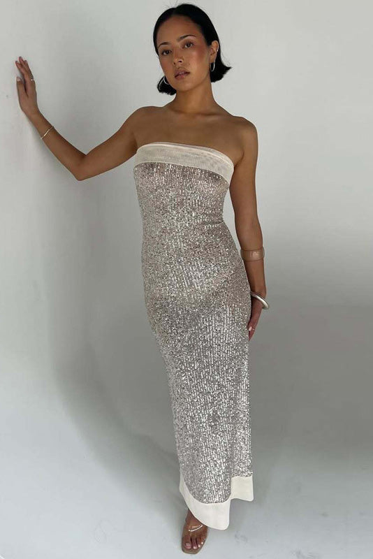 Mint Green Sexy Sequins Strapless Stunning Prom Maxi Dress