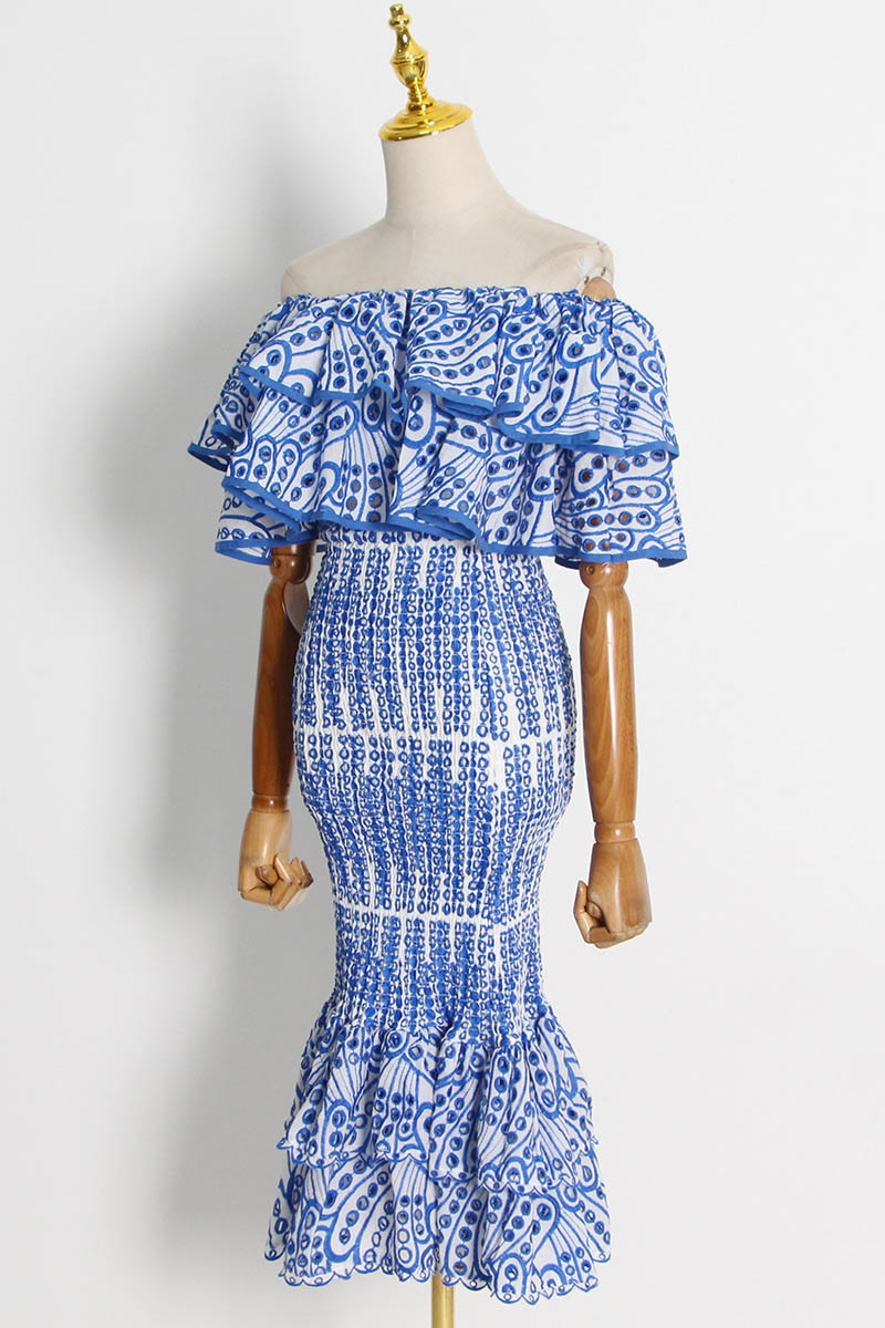 돌리 자수 레이스 티어드 러플 맥시 드레스 세트