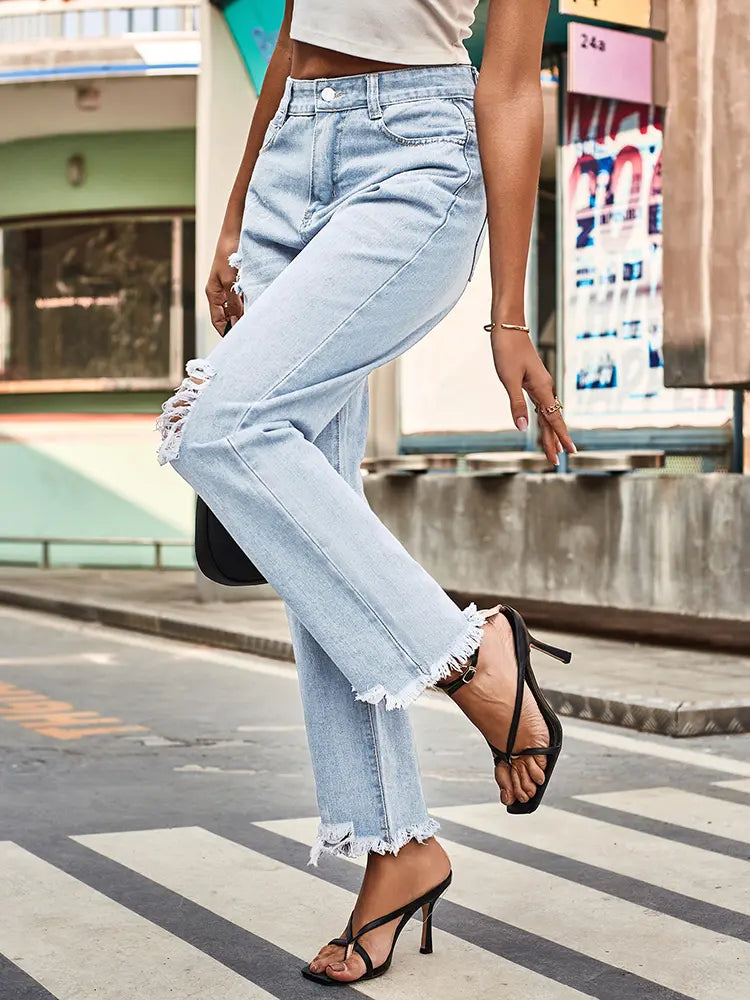 Trendy revnede denimbukser til kvinder