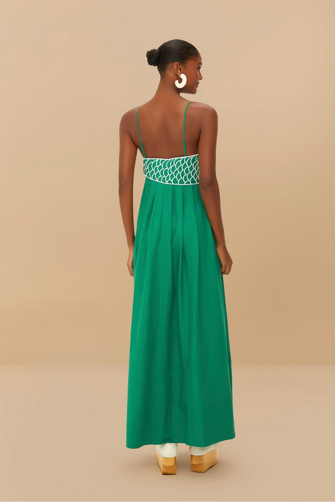 피쉬 탑 린넨 블렌드 맥시 드레스