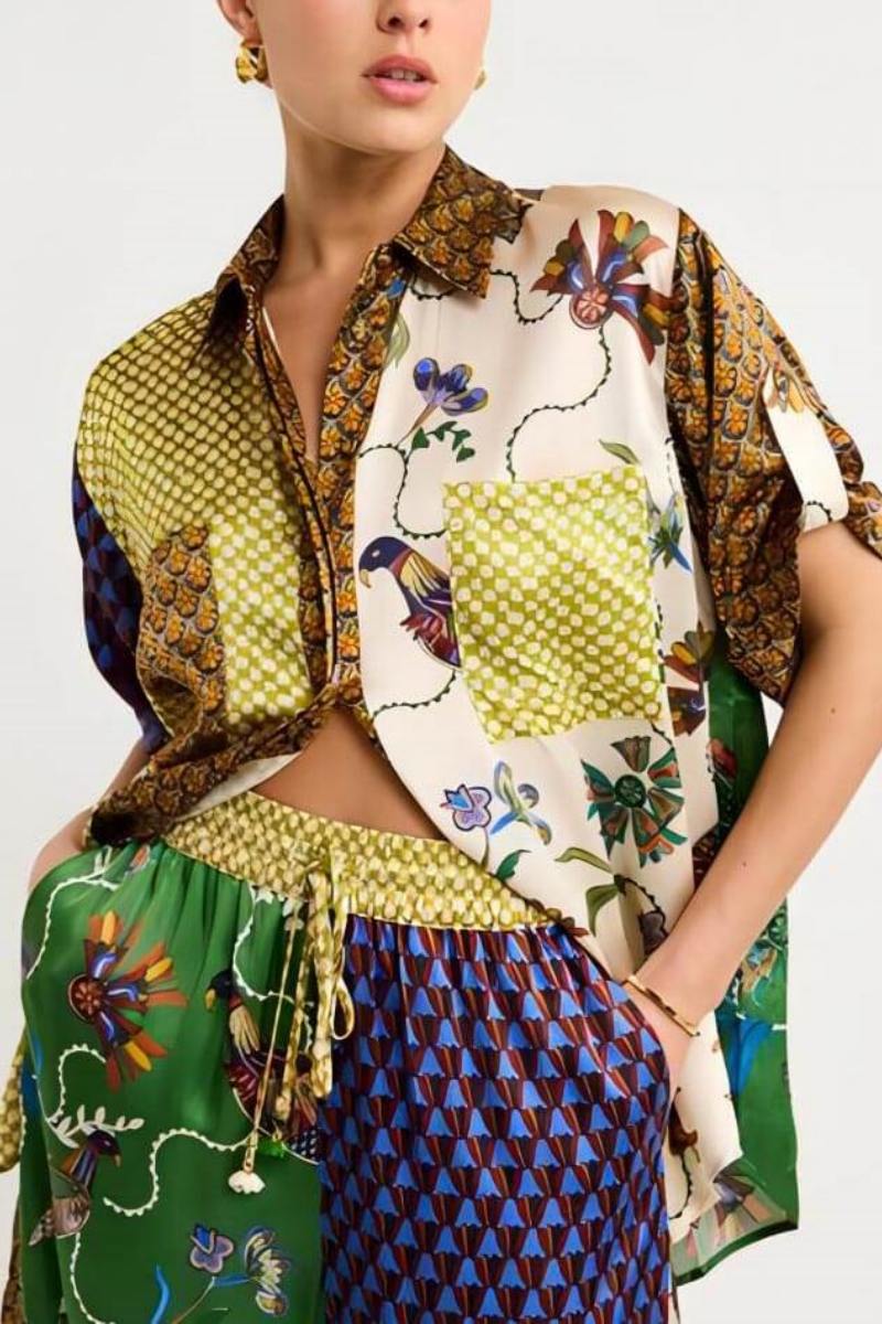 Ειδικό Λαϊκό Τύπωμα Χαλαρό Παντελόνι Φαρδιάς Ποδός - Σετ