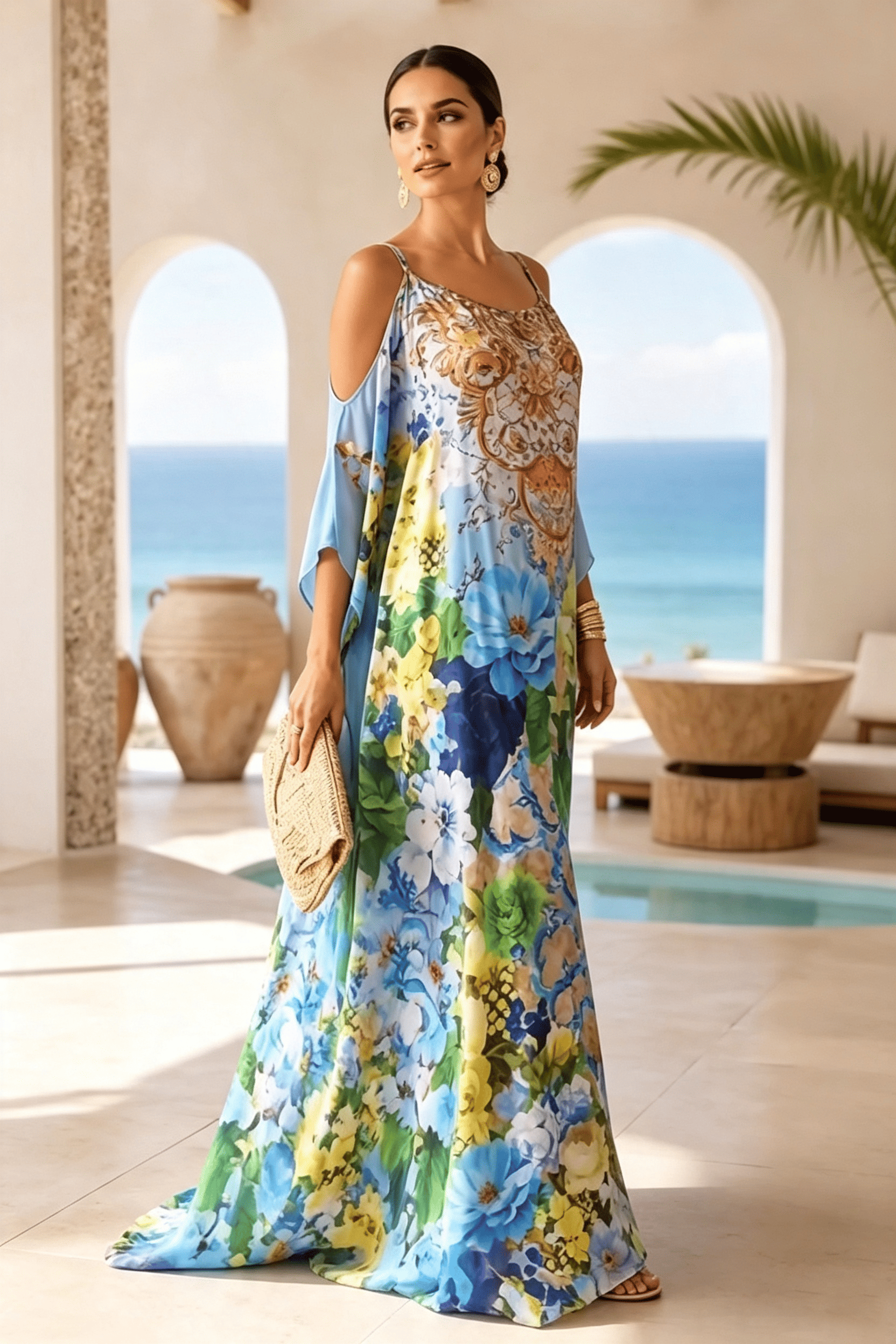 Witte Cape Flow Maxi-jurk