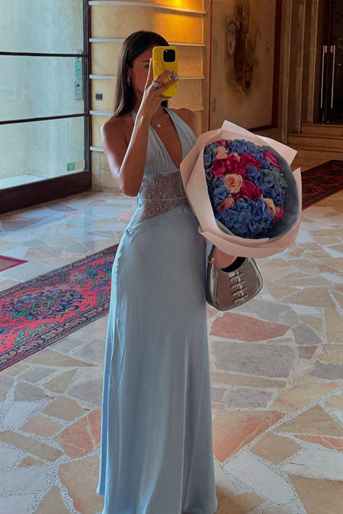 Halter Patchwork Backless Sexy Maxi Dress