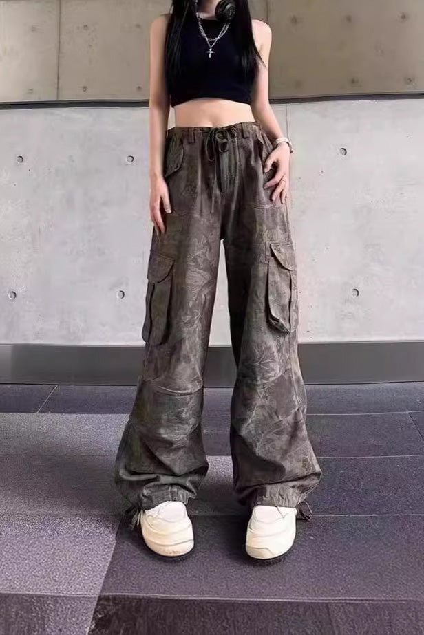 Zayıflatıcı Kamuflaj Kargo Kot Pantolon