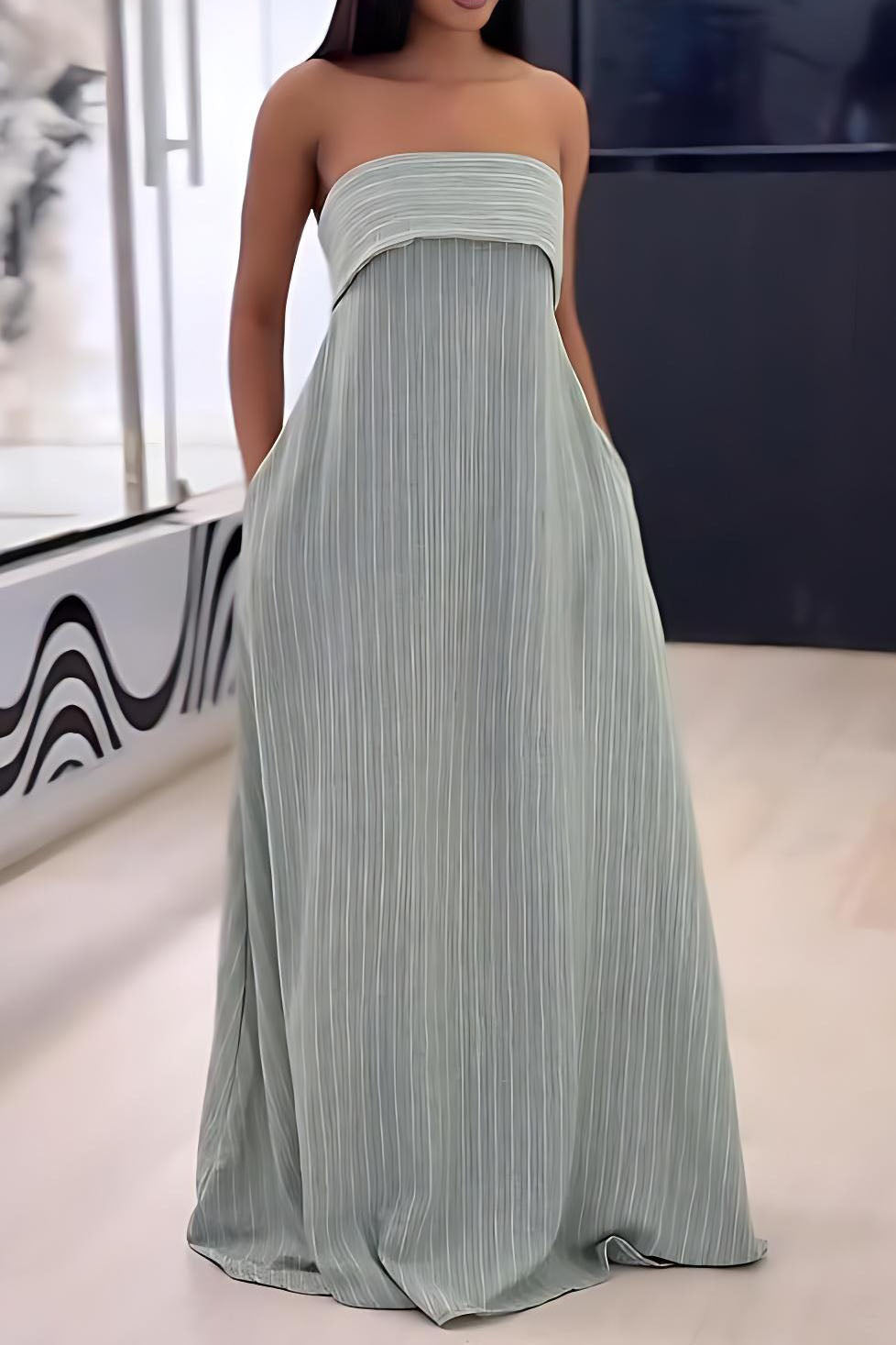 Azure frynsehalo maxi-kjole