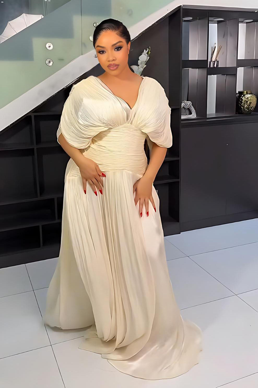 Azure frynsehalo maxi-kjole