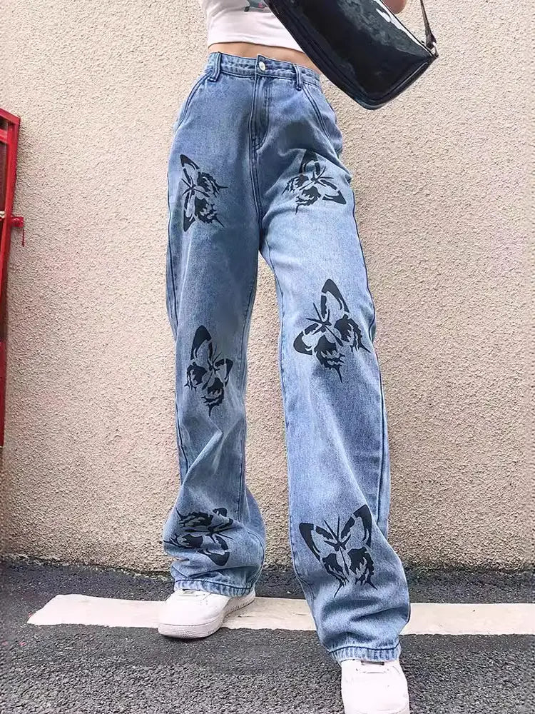 プリントスリムフィットジーンズ