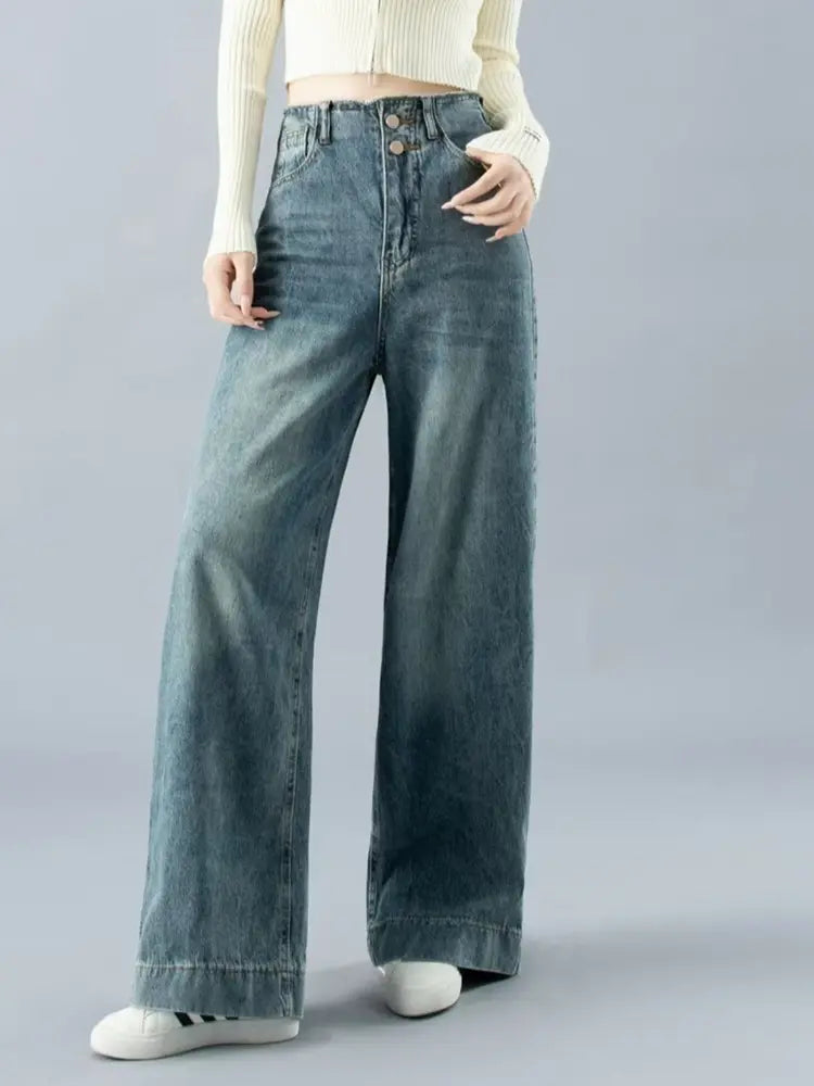 Jean large taille haute