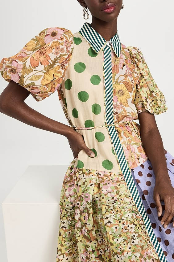 Zielona sukienka z nadrukiem Spliced Muse