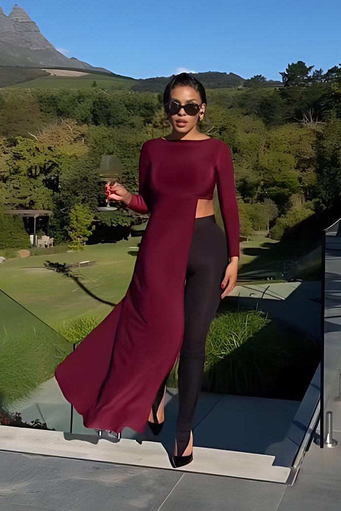 Top court à manches longues Dee Burgundy