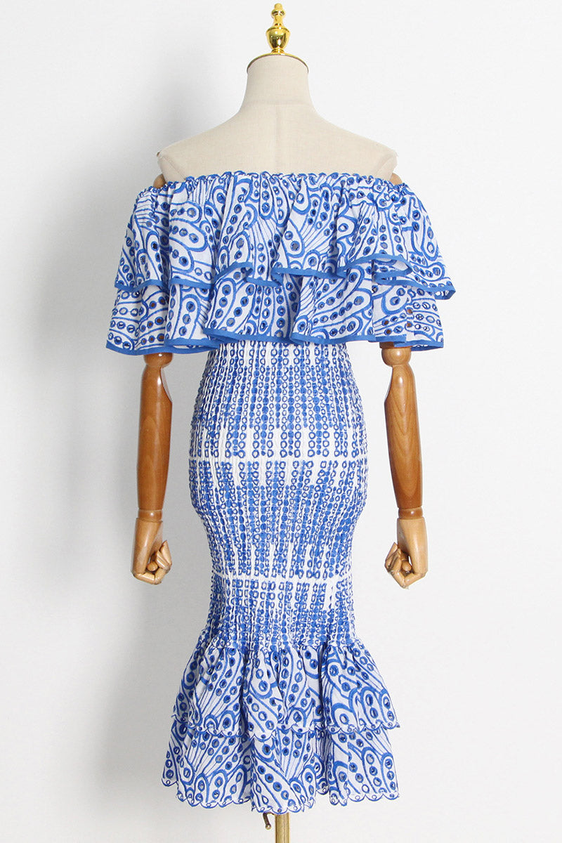 돌리 자수 레이스 티어드 러플 맥시 드레스 세트