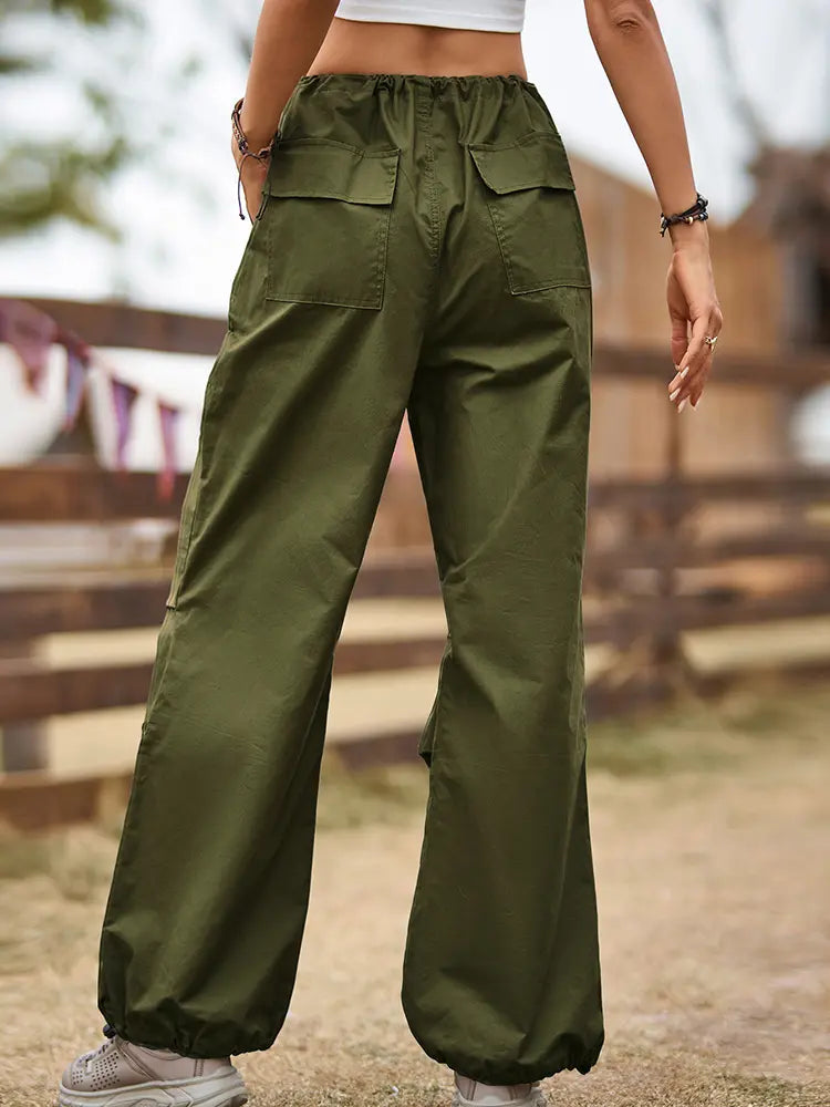 Spodnie dresowe typu jogger vintage w stylu ulicznym z troczkami i kieszeniami cargo