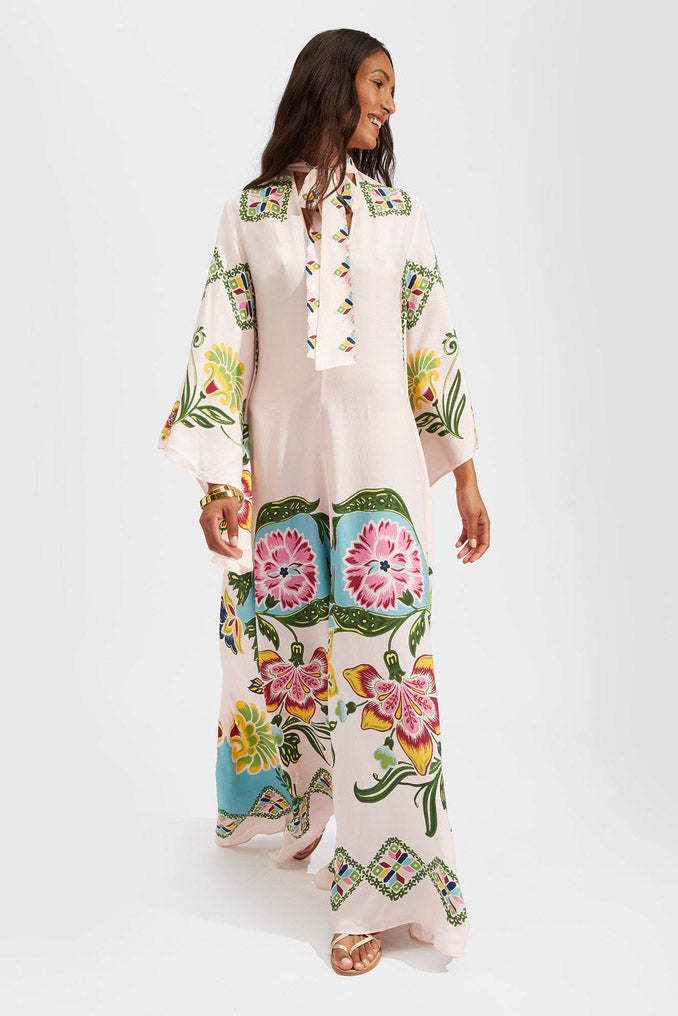 Exquisite Sunshine Floral Print Flowing Maxi Dress