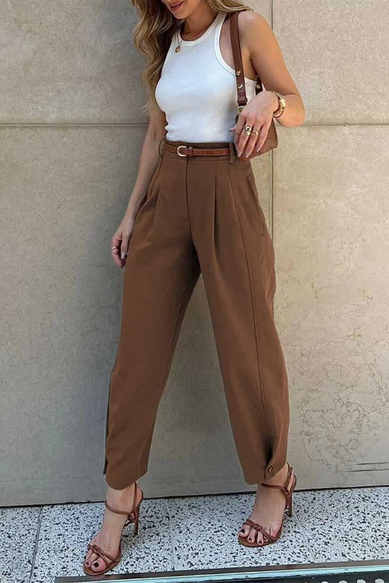 Stylische lockere Hose mit hoher Taille und Kordelzug