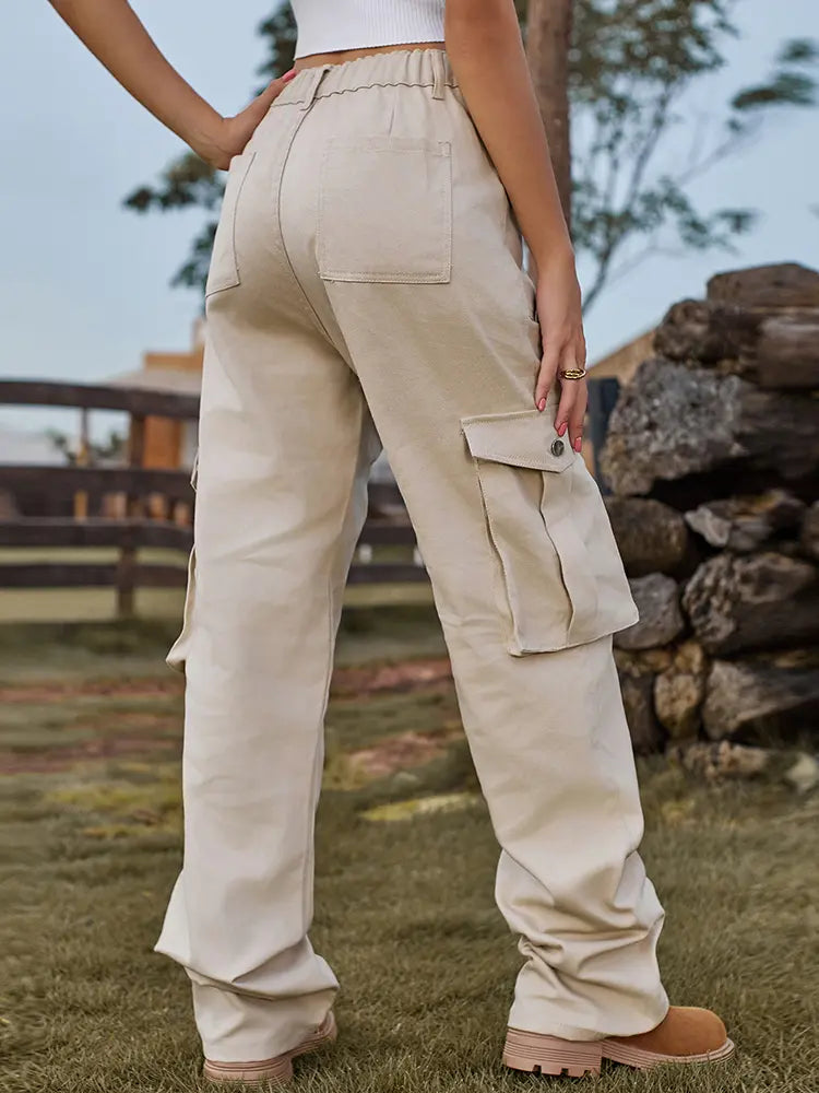 Vintage Jeans-Cargo-Hosen mat elastescher Taille