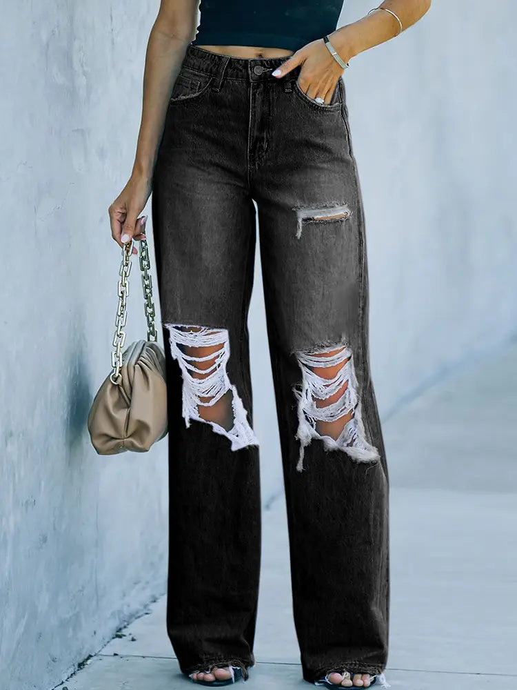 Distressed gewäschten Street-Denim Box mat breede Been