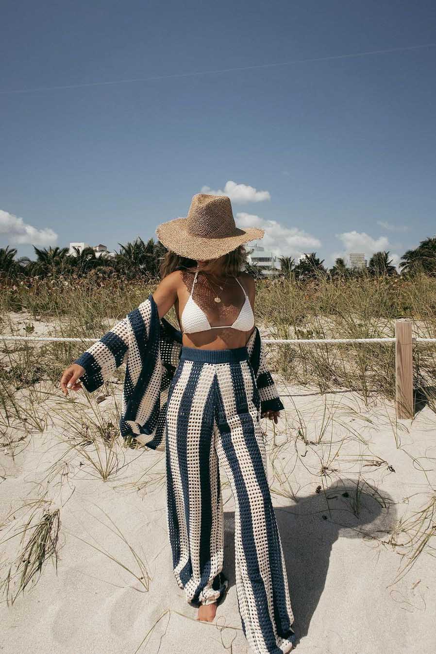 ホロー ストライプ シャツ ニット セット