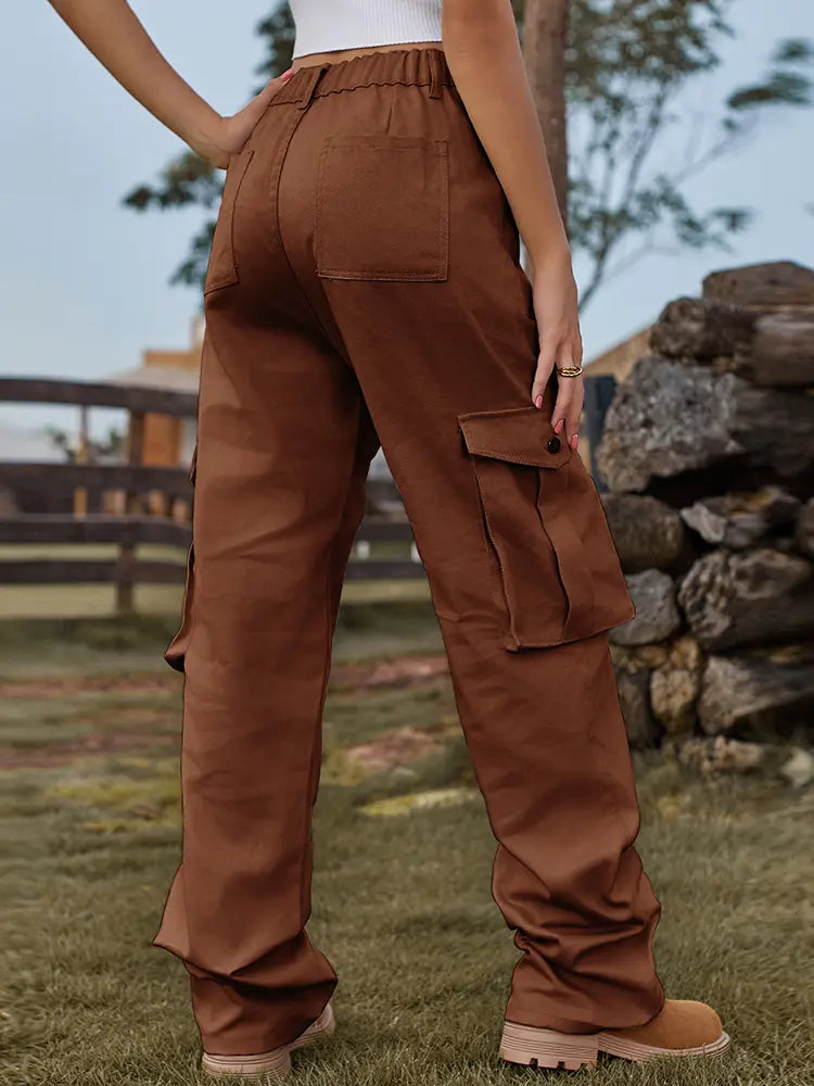 Vintage Jeans-Cargo-Hosen mat elastescher Taille