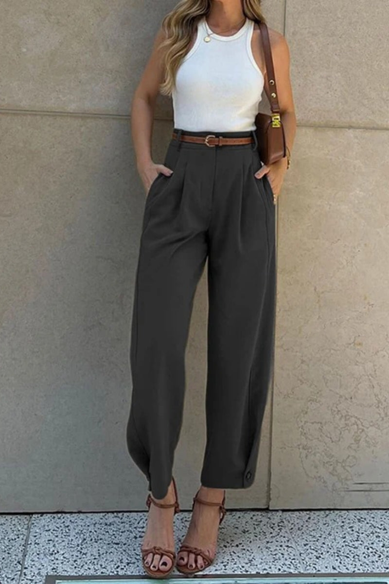 Stylische lockere Hose mit hoher Taille und Kordelzug
