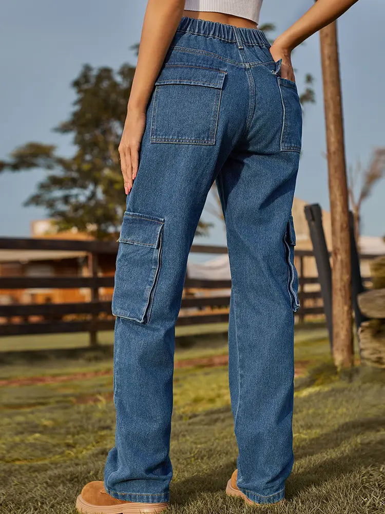 Pantalones Cargo de Mezclilla Utilitarios Retro