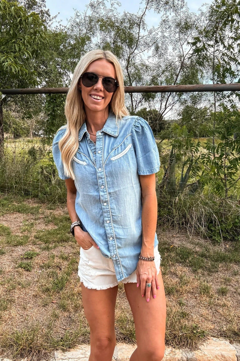 The Booker Western Button Down (Blue)