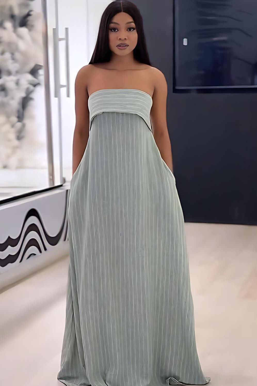 Azure frynsehalo maxi-kjole