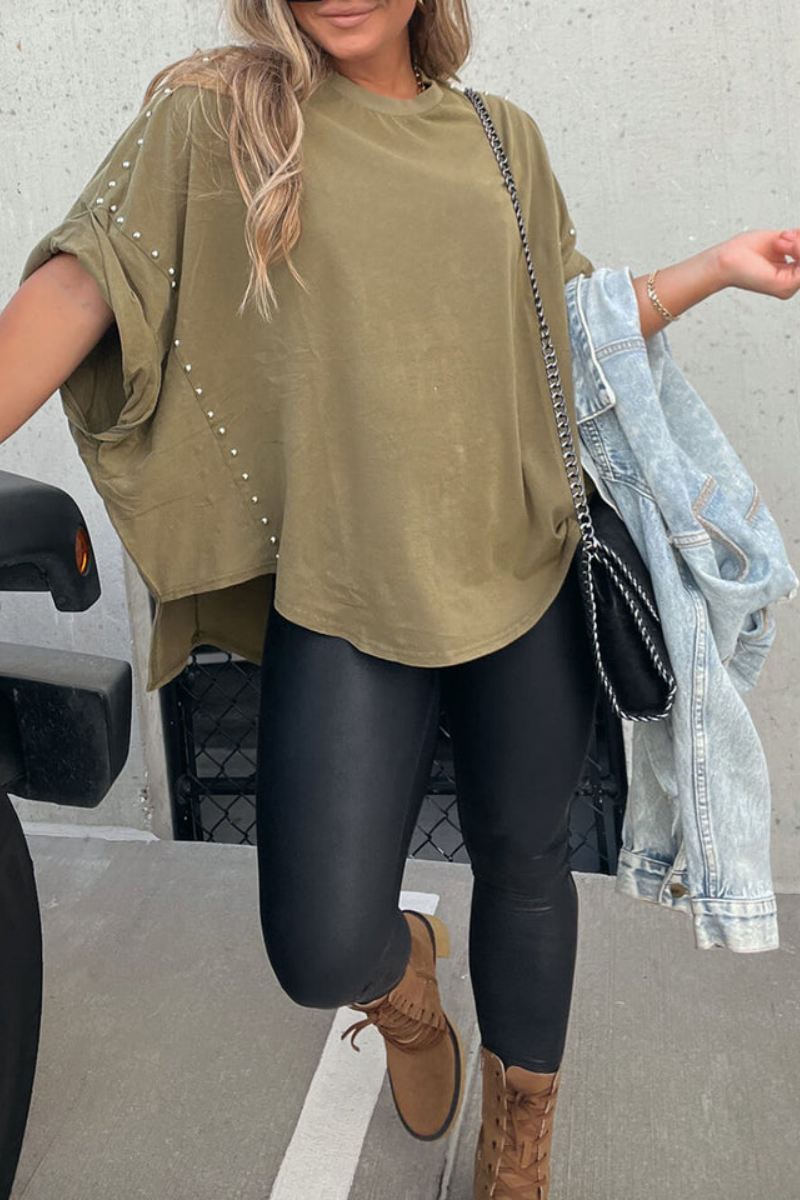 Μπλουζάκι μεγάλου μεγέθους με καρφωτό μανίκι