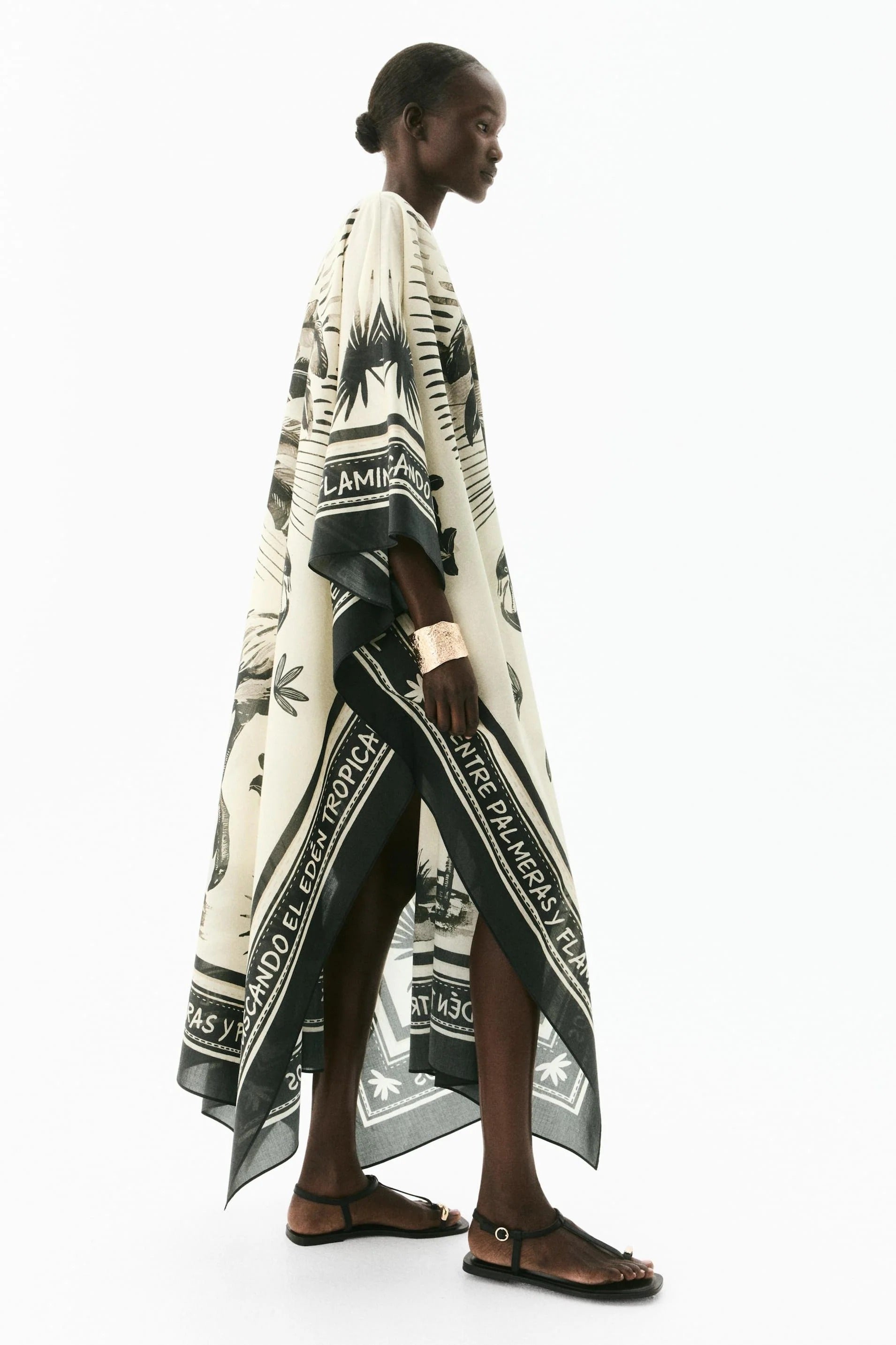 Oversized flamingo kaftan maxiklänning