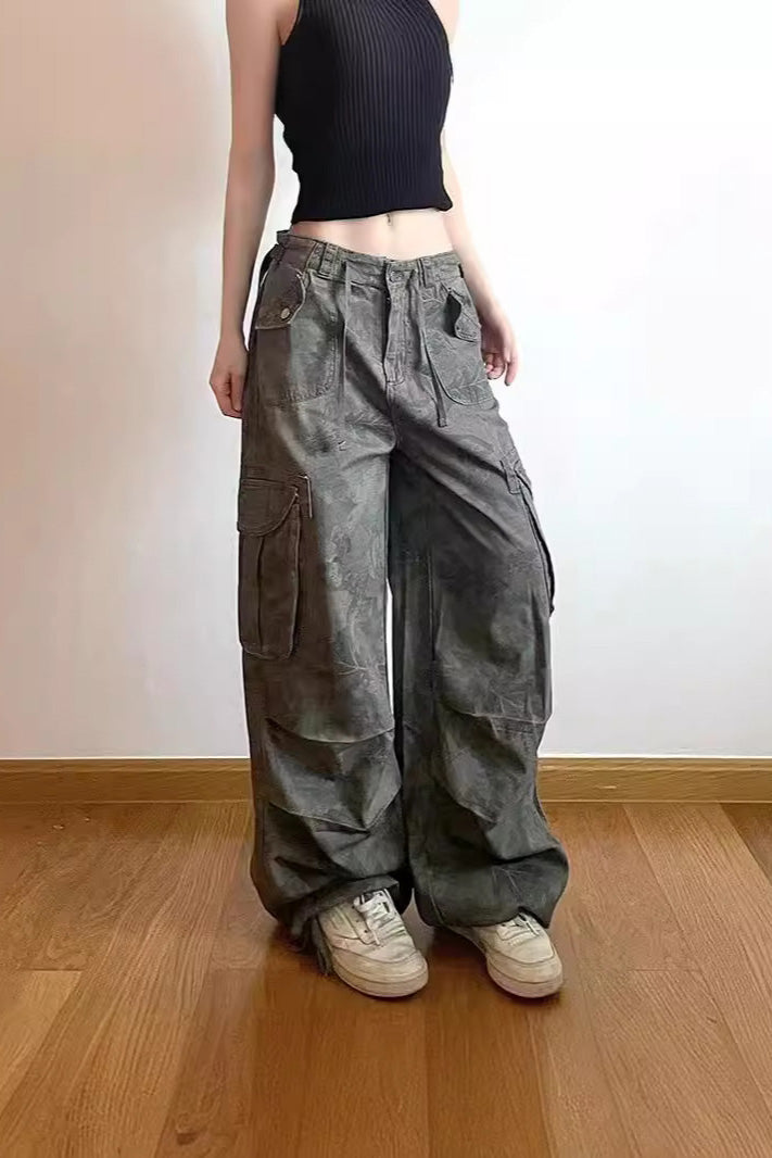 Zayıflatıcı Kamuflaj Kargo Kot Pantolon