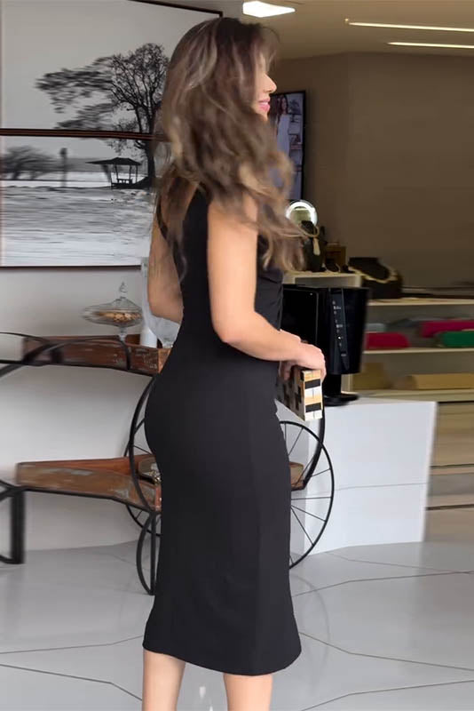 Deep V Slit Bodycon Dress